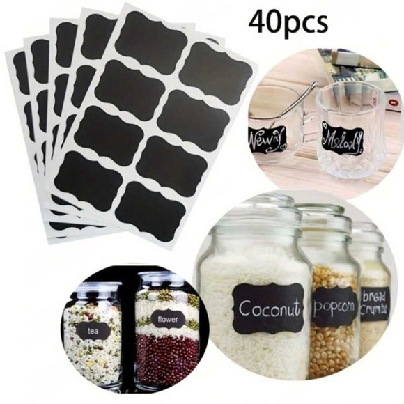Other - 40pc Chalkboard Sticker Adhesive Label